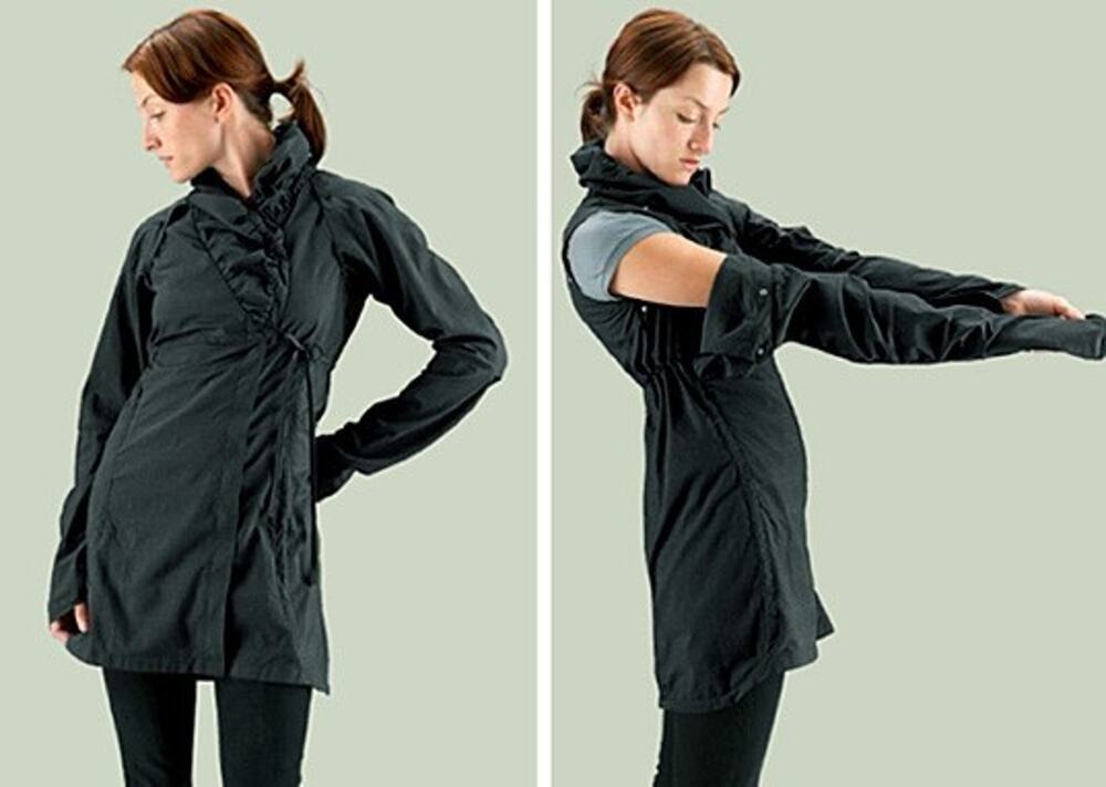 Nau Chrysalis Dress Coat Womens M Black Convertible Removable Sleeve Technical